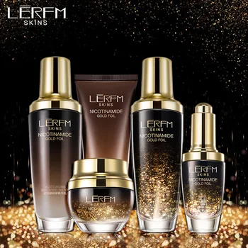 5vnt LERFM Aukso folija nikotinamido odos priežiūros rinkinys dovanų dėžutėje drėkinamasis veido priežiūros kosmetika
