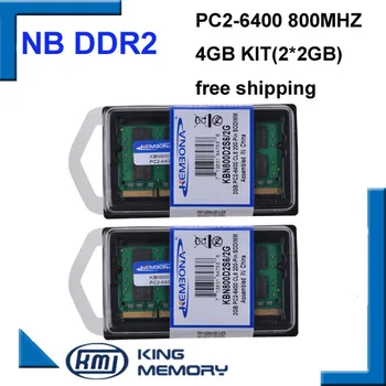 KEMBONA 4GB 2x2GB PC2-6400S DDR2-800 800Mhz 2gb DDR2 200pin Nešiojamas Atminties 2G Nešiojamojo kompiuterio Modulį SODIMM RAM Nemokamas Pristatymas