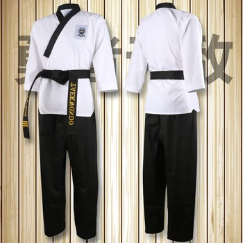 Aukštos kokybės juoda taekwondo vienodą mokymo taekwondo tinka siuvinėjimo uniformos dydis 160-190cm