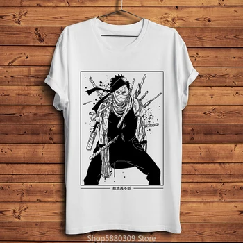 Rūkas Demonas Momochi Zabuza Kietas Naruto Anime T-shirt Homme Vasaros Trumpas Rankovės Marškinėliai Vyrams Balta Atsitiktinis Marškinėlius Unisex Streetwear