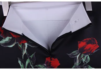 Mados Gėlių Raudonos Rožės spausdinti moterų pieštuku sijonai lady midi saias moterų faldas merginos juodos nuosėdos S-4XL sijonas didmeninės
