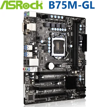 Asrock B75M-GL Plokštė Originalus LGA 1155 i7 i5, i3 16GB DDR3 PCI-E 3.0 DVI B75 SATA II Darbalaukio Mainboard Micro ATX Naudotas