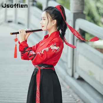 Naujas Kinijos Tradicinės Hanfu Drabužiai Moterims Senovės Han Dinastijos Princesė Šokių Suknelė Lady pėstininkas su kardu Etape Cosplay Kostiumas
