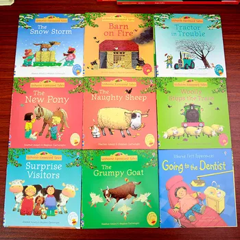 Atsitiktinis 4 knygas, 15x15cm Usborne Knygelių Vaikams, Kūdikių anglų Fermos Pasakų Serijos Ūkio Istorija 