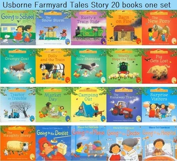 Atsitiktinis 4 knygas, 15x15cm Usborne Knygelių Vaikams, Kūdikių anglų Fermos Pasakų Serijos Ūkio Istorija 