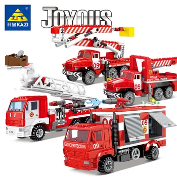 Blokai Miesto Ugniagesių Sunkvežimių, Automobilių, Sraigtasparnių Valtis Ugniagesiai Sumos Žmogus Plytos Vaikų Žaislai