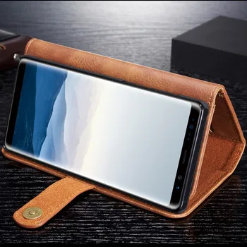Retro Odinis dėklas Flip Cover for Samsung Galaxy S8 S9 S10 Plus Pastaba 8 9 Tri-fold Piniginės Rankinėje Telefoną Maišelis Magnetinis Nugaros Shell