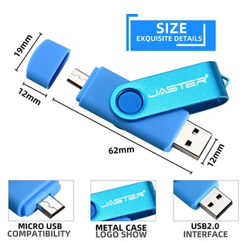 JASTER USB flash drive, OTG didelės Spartos ratai 64 GB, 32 GB, 16 GB, 8 GB, 4 GB išorinės saugyklos dvigubai Taikymo Micro USB