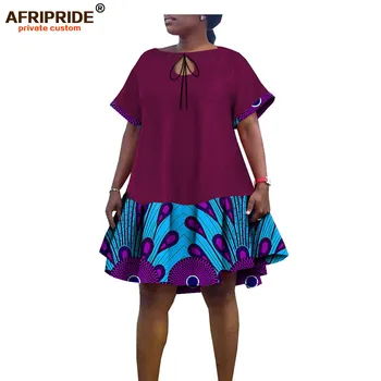 Afrikos Spausdinti Suknelės Moterų Plius Dydis Drabužiai Seksuali Suknelė Linijos, Midi Suknelė Dashiki Komplektus trumpomis Rankovėmis Mini AFRIPRIDE A2025001