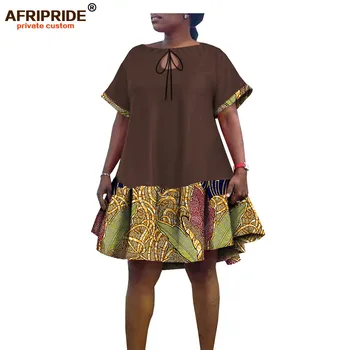 Afrikos Spausdinti Suknelės Moterų Plius Dydis Drabužiai Seksuali Suknelė Linijos, Midi Suknelė Dashiki Komplektus trumpomis Rankovėmis Mini AFRIPRIDE A2025001