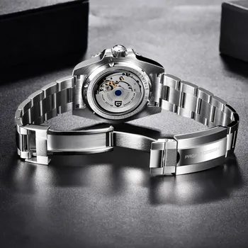 40mm PAGANI DIZAINO Sapphire Kristalas GMT Automatinė Mašinų Šviesos vyriški Laikrodžiai Mėlynos ir Juodos Keramikos Bezel Mechaninė Žiūrėti