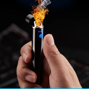 Mini LED Smart Touch USB Elektros Lengvesni Pirštu Paliesti Indukcijos Cigarečių Degiklio Šviesos Svorio, Plazmos Lengvesni Dalykėlių Vyrams