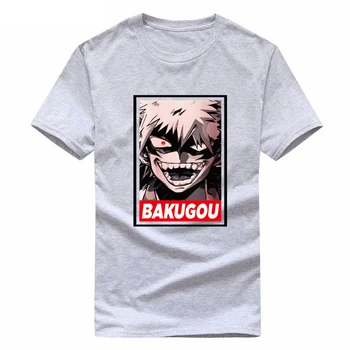 Mano Herojus Akademinės Bendruomenės Bakugou Katsuki Marškinėliai Vyrams Mados Hip Pop Juoda Tees Medvilnės Harajuku Anime Marškinėliai Camisetas Hombre