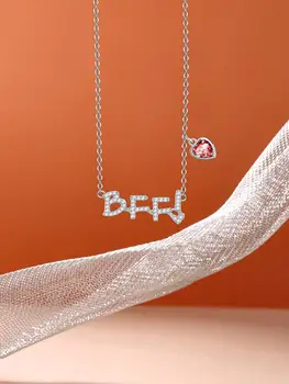 ZEMIOR 925 Sterlingas Sidabro Laišką BFF Pakabukas Kaklo, Skirtos Moterų Širdies Austrija Krištolo Karoliai Fine Jewelry Geriausia Pardavimo