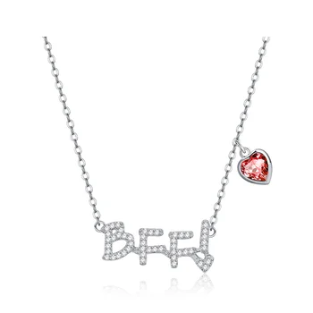 ZEMIOR 925 Sterlingas Sidabro Laišką BFF Pakabukas Kaklo, Skirtos Moterų Širdies Austrija Krištolo Karoliai Fine Jewelry Geriausia Pardavimo