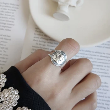 LouLeur 925 sterlingas sidabro Įspausti skaičius Imperatorienė žiedai, sidabro kūrybos elegantiškas atidaryti žiedai moterų festivalis papuošalai dovana žavesio