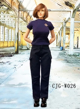 Sandėlyje 1/6 CJG-W026 Moterų Skaičius Aksesuaras Los Andželo Policewoman T-marškinėliai, darbo drabužiai SWAT Kostiumą Drabužių Modelį, 12