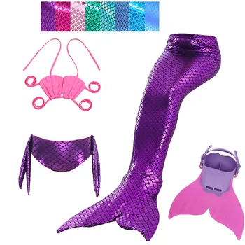 Mergaičių Plaukimo Undinėlės Uodegos Vaikų Ariel Maudymosi Kostiumą 3pcs/Set 8 spalvų Swimmable Undinėlės Uodega Cosplay Kostiumai
