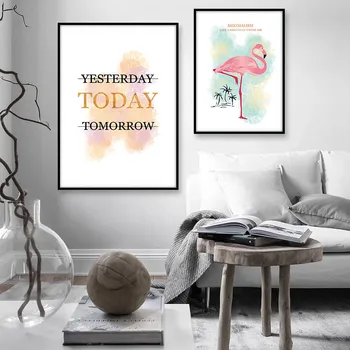 Modernus Nordic Flamingo Šūkis Šiandien Drobės Tapybos Paveikslų, Plakatų Ir Grafikos Sienos Menas Vaikams Kambarį Apdaila Neįrėminti