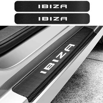 Už Seat Ibiza 4PCS Automobilių Durų Slenksčio Guard Anglies Pluošto Lipdukai, Auto Nusitrinti Plokštė Nulio Saugotojas Lipdukus Automobilių Tuning Aksesuarai