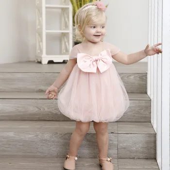 Vaikų Mergaičių Princesė Pink Suknelės Inscenizacija Bamblys Vaikams Baby Girl Rankovių Gėlių Tiulio Žiedlapis Šalies Kamuolys Suknelė Suknelės peteliškę