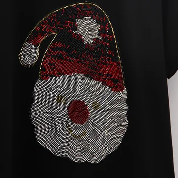 Laisvas Plius Dydis trumpas rankovėmis marškinėliai moteriška 2021 naują Atsitiktinis moterų Aukštos Kokybės Kalėdų skrybėlę modelis Karšto deimantų viršūnės