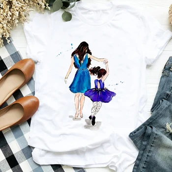 Moterų Marškinėliai Spausdinimas Puikus Laikas Mados Mergaitė Mama Drabužių Mama Mama Ponios Grafika Atspausdinta Tee Viršuje Marškinėlius Moterų marškinėliai