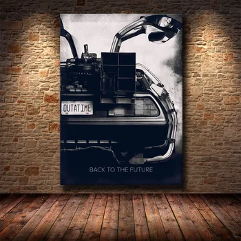 Atgal Į Ateitį Filmo Automobilį Plakatas Tapybos Drobės Spausdina Cuadros Derliaus Sienos paveiksl Cuadros Vaikams, Miegamojo Puošimas