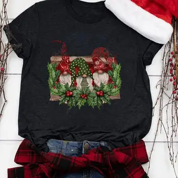 2020 metų Vasaros Moterų marškinėliai Naujo Dizaino Juokinga Elfai Spausdinti O-Kaklo Marškinėliai Plius Dydis 3XL, T-Marškinėliai, Topai Tees Mujer Kalėdų Drabužius