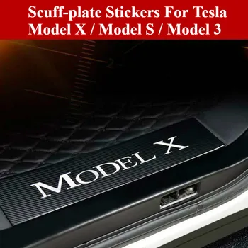 BAFIRE 4PCS Imitacija Anglies Pluošto, Automobilių Durų nusitrinti numerio Lipdukas, skirtas Tesla Model X 