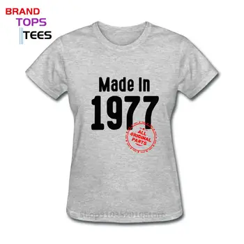 Derliaus Pagamintas 1977 Visos Originalios Dalys, marškinėliai moterims Gimęs 1977 T-shirts Retro Mama, Mama Padėkos Gimtadienio marškinėlius
