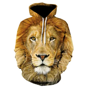 Liūtas cool asmenybė 3D spausdinimo hoodie moterų ir vyrų atsitiktinis sportinę hoodie gyvūnų Harajuku palaidinukė