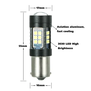 1156 27SMD 3030 Baltas LED Posūkio Signalo/Atgal Iki Lemputės, Lempos, 2 Pakuočių Automobilių Stilius