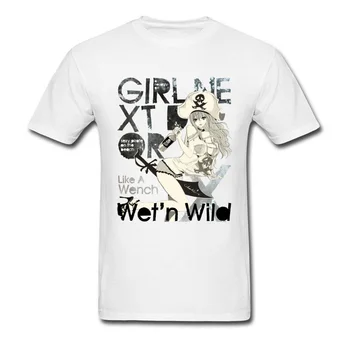 Pin Up Piratų Girl Marškinėliai Sekso vyriški Balti Suvenyrinius Marškinėlius Plius Dydis Juokingas Vyrai T-Shirt Mados Seksualus, Hip-Hop, Punk T Shirt Retro