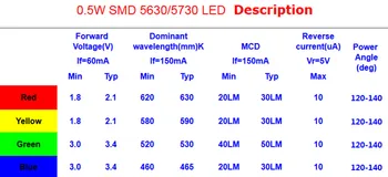 1000pcs SMD LED Diodų 5630 5730 Šviesą Skleidžiančių Diodų Ryškumą, Ryškesnis Granulių SMD LED Diodo Smaragdas žalia RAUDONA Balta Juoda Geltona