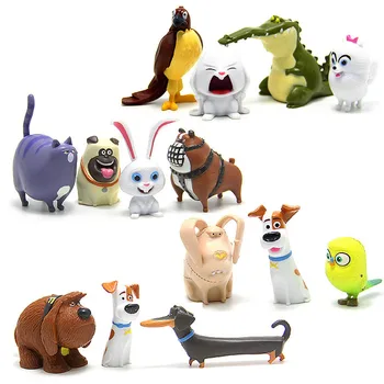 14pcs/set animacinių filmų Gyvūnai, Šuo, Triušis PVC veiksmų skaičiai Mini gyvūnų kačių paukščių Modelio paveikslas žaislų rinkinys dovanos Vaikams