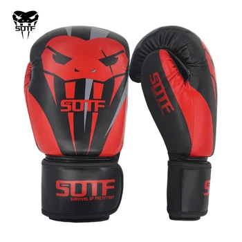 SOTF Suaugusiųjų MMA Nuodingas gyvatė juoda raudona Bokso pirštinės Tiger Muay Tajų, mma pirštinės, muay thai bokso kovos pirštinės Sanda pagalvėlės dėžutę
