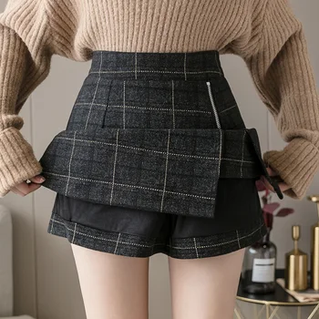 Mados pledas vilnonis sijonas 2020 m. rudenį naujų karšto vilnonių aukšto juosmens nereguliarus sijonas-line sijonas anti-tuščia