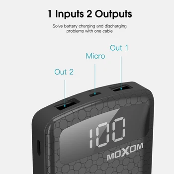 MOXOM 10000mAh Galia Banko Nešiojamų Įkrovimo Powerbank 10000 Slim Poverbank Išorės Baterija, Įkroviklis Xiaomi Mi 9 iPhone