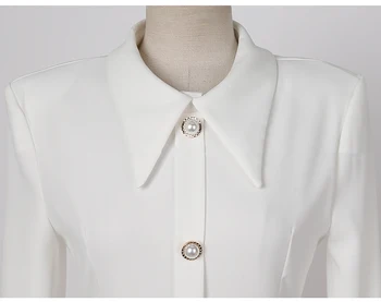 Rudenį 2020 Naujas elegantiškas Retro Office OLIS Tvido Kratinys Suknelė ilgomis rankovėmis Atvartas single-breasted Bodycon Mini Suknelė Moteris