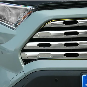 Toyota RAV4 2019 2020 plieno, Sidabro arba Anglies Pluošto Stiliaus Automobilis Galvos Grotelių V Rėmo Apdaila Apdaila Lipdukas Logo Dangtelis Optikos