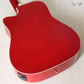 41 colių vyšnių spalvos 12 styginių elektrinės-akustinė gitara su EQ imtuvo funkcija aukšto blizgesio apdaila liaudies gitara su mažų defektų