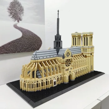PZX Architektūros Notre Dame de Paris Opera House Taj Mahal Potala Tower Bridge 3D Mini Diamond Blokai odinas, ne Lauke
