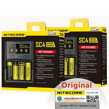 Originalus NITECORE SC4 Protingas Greičiau, Baterija Super Įkroviklis 4 Slots 6A visa Produkcija IMR 18650 14450 16340 AA Baterijos