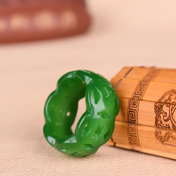 Realių green jade žiedai raižyti prekės Jade žiedas Akmenys vyrų jade Papuošalų smaragdas žiedai žadeitas žiedas