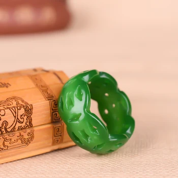 Realių green jade žiedai raižyti prekės Jade žiedas Akmenys vyrų jade Papuošalų smaragdas žiedai žadeitas žiedas