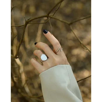 Korėjos ins nišą minimalistinio dizaino šviesos prabanga shell S925 sterlingas sidabro žiedas moterų ispanų rusų stilius