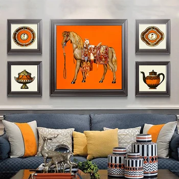 Šiuolaikinės Orange Arklys Dar Gyvenime Drobės Tapybos Postera ir Spausdina Miegamojo Sienos Meno Nuotraukas Kambarį Namų Dekoracijos