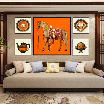 Šiuolaikinės Orange Arklys Dar Gyvenime Drobės Tapybos Postera ir Spausdina Miegamojo Sienos Meno Nuotraukas Kambarį Namų Dekoracijos