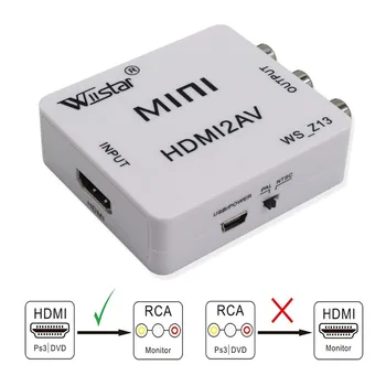 Wiistar HDMI Konverteris HDMI Composite 3RCA CVBS Adapteris HDMI2AV Audio Video Converter Parama NTSC/PAL Full HD 1080P